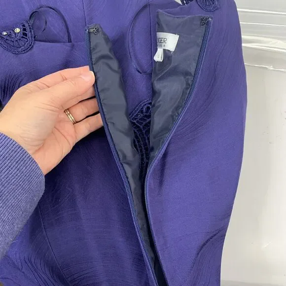 Kay Unger Size 14 Dress Sleeveless Bling V-Neck Fit & Flare Knee Length Women’s - Picture 7 of 12